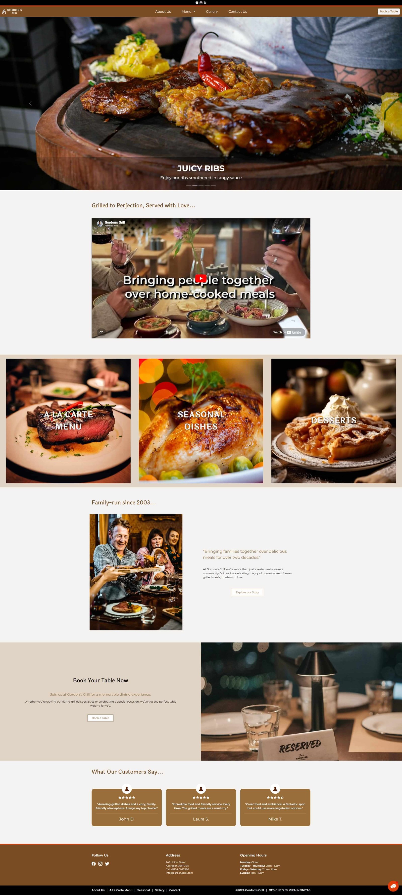 Gordon's Grill website screenshot